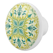 Morris Geel Turquoise Wijnstok & Bloem Motief Keramische Knop (Rechts)