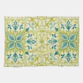 Morris Geel Turquoise Wijnstok & Bloem Motief Theedoek (Horizontaal)