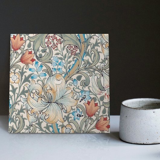 Morris Golden Lily Art Nouveau Floral Pattern Tegeltje