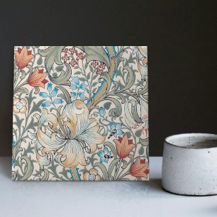 Morris Gouden Lelie Art Nouveau Bloempatroon Tegeltje