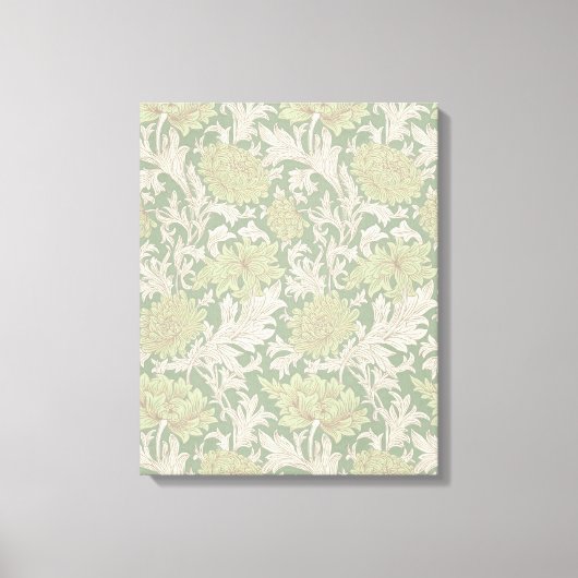 Morris Green Chrysanthemum Victoriaans Pattern Canvas Afdruk (Voorkant)