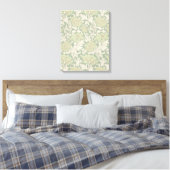 Morris Green Chrysanthemum Victoriaans Pattern Canvas Afdruk (Insitu (Slaapkamer))