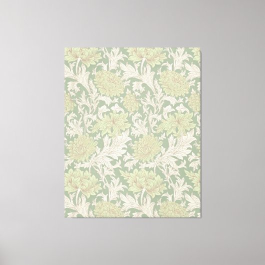 Morris Green Chrysanthemum Victoriaans Pattern Canvas Afdruk (Voorkant)