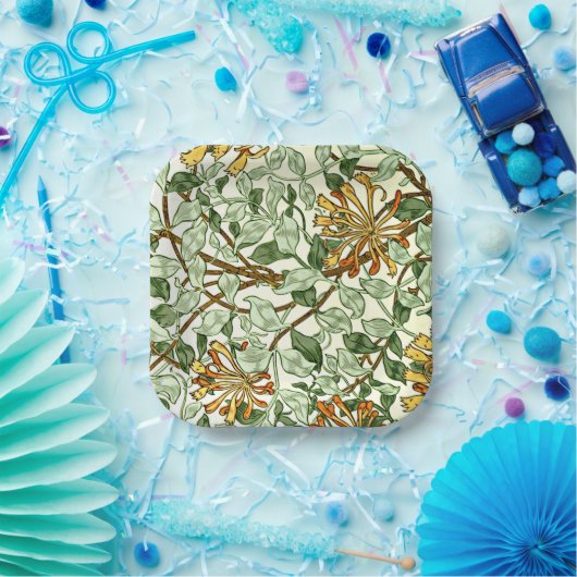 Morris - Honeysuckle green en goud Papieren Bordje (Feest)