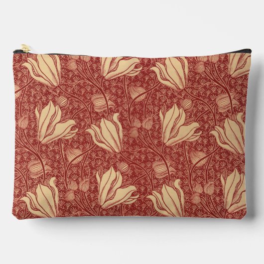 Morris Inspired Lily Bloem Botanische Rode Textiel Etui (Voorkant)