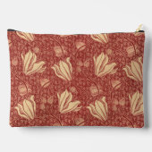 Morris Inspired Lily Bloem Botanische Rode Textiel Etui (Achterkant)