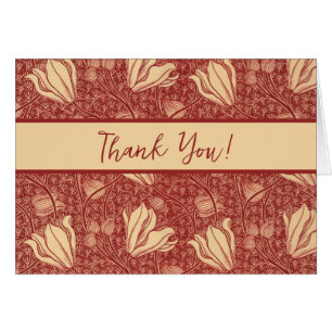 Morris Inspired Lily Flower Botanische rode textie