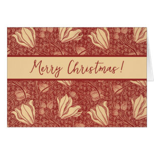 Morris Inspired Lily Flower Botanische rode textie