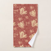 Morris Inspired Lily Flower Botanische rode textie Bad Handdoek (Handdoek)