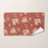 Morris Inspired Lily Flower Botanische rode textie Bad Handdoek (Handdoek)