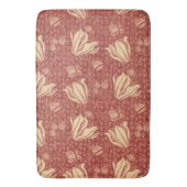 Morris Inspired Lily Flower Botanische rode textie Badmat (Voorkant Verticaal)