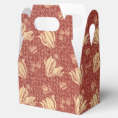 Morris Inspired Lily Flower Botanische rode textie Bedankdoosjes (Geopend)