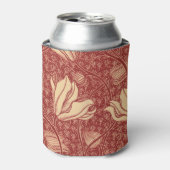 Morris Inspired Lily Flower Botanische rode textie Blikjeskoeler (Blikje Voorkant)