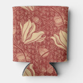 Morris Inspired Lily Flower Botanische rode textie Blikjeskoeler (Voorkant)