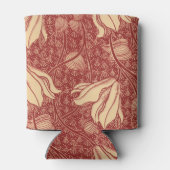 Morris Inspired Lily Flower Botanische rode textie Blikjeskoeler (Achterkant)