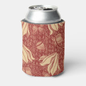 Morris Inspired Lily Flower Botanische rode textie Blikjeskoeler (Blikje Achterkant)