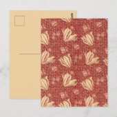 Morris Inspired Lily Flower Botanische rode textie Briefkaart (Voorkant / Achterkant)