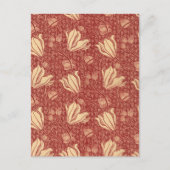 Morris Inspired Lily Flower Botanische rode textie Briefkaart (Voorkant)