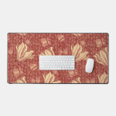 Morris Inspired Lily Flower Botanische rode textie Bureaumat (Keyboard & Muis)