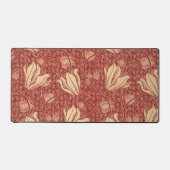 Morris Inspired Lily Flower Botanische rode textie Bureaumat (Voorkant)