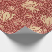 Morris Inspired Lily Flower Botanische rode textie Cadeaupapier (Hoek)
