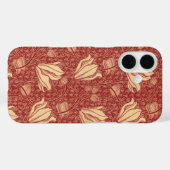 Morris Inspired Lily Flower Botanische rode textie Case-Mate iPhone Case (Achterkant (horizontaal))
