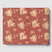 Morris Inspired Lily Flower Botanische rode textie Gastenboek (Achterkant)