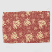 Morris Inspired Lily Flower Botanische rode textie Golfhanddoek (Horizontaal)