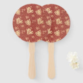 Morris Inspired Lily Flower Botanische rode textie Handwaaier (Voorkant en achterkant)