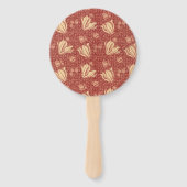 Morris Inspired Lily Flower Botanische rode textie Handwaaier (Voorkant)