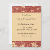 Morris Inspired Lily Flower Botanische rode textie Kaart (Achterkant)