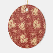 Morris Inspired Lily Flower Botanische rode textie Keramisch Ornament (Links)