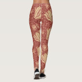Morris Inspired Lily Flower Botanische rode textie Leggings (Achterkant)
