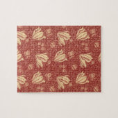 Morris Inspired Lily Flower Botanische rode textie Legpuzzel (Horizontaal)