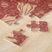 Morris Inspired Lily Flower Botanische rode textie Legpuzzel (Zijkant)