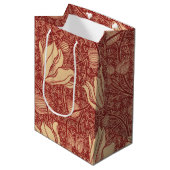 Morris Inspired Lily Flower Botanische rode textie Medium Cadeauzakje (Voorkant Gekanteld)