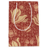 Morris Inspired Lily Flower Botanische rode textie Medium Cadeauzakje (Voorkant)