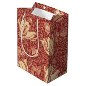 Morris Inspired Lily Flower Botanische rode textie Medium Cadeauzakje (Achterkant Gekanteld)