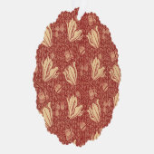 Morris Inspired Lily Flower Botanische rode textie Ornament Kaart (Rechts)