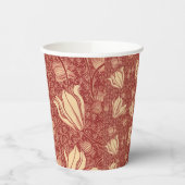 Morris Inspired Lily Flower Botanische rode textie Papieren Bekers (Links)