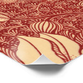 Morris Inspired Lily Flower Botanische rode textie Perfect Poster (Hoek)