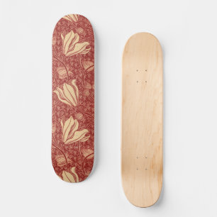 Morris Inspired Lily Flower Botanische rode textie Persoonlijk Skateboard