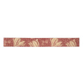 Morris Inspired Lily Flower Botanische rode textie Satijnen Lint (Voorkant)