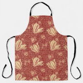 Morris Inspired Lily Flower Botanische rode textie Schort (Voorkant)