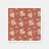 Morris Inspired Lily Flower Botanische rode textie Servet (Voorkant)