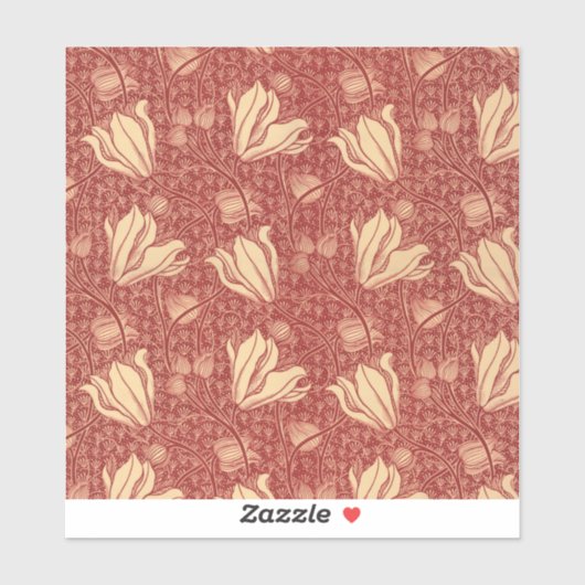 Morris Inspired Lily Flower Botanische rode textie Sticker (Vel)