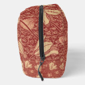 Morris Inspired Lily Flower Botanische rode textie Toilettasje (Rechts)