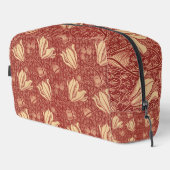 Morris Inspired Lily Flower Botanische rode textie Toilettasje (Rechterhoek)
