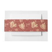 Morris Inspired Lily Flower Botanische rode textie Uitnodigingen Wikkel (Voorkant Voorbeeld)
