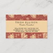 Morris Inspired Lily Flower Botanische rode textie Visitekaartje (Achterkant)